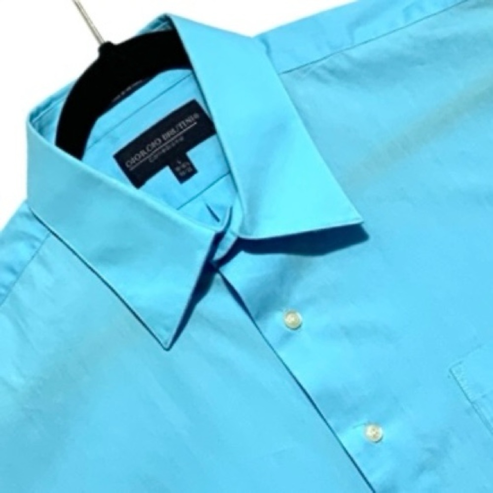 Giorgio Brutini Blue Long Sleeve Men's Dress Shirt L 16-16.5 32/33 Excellent